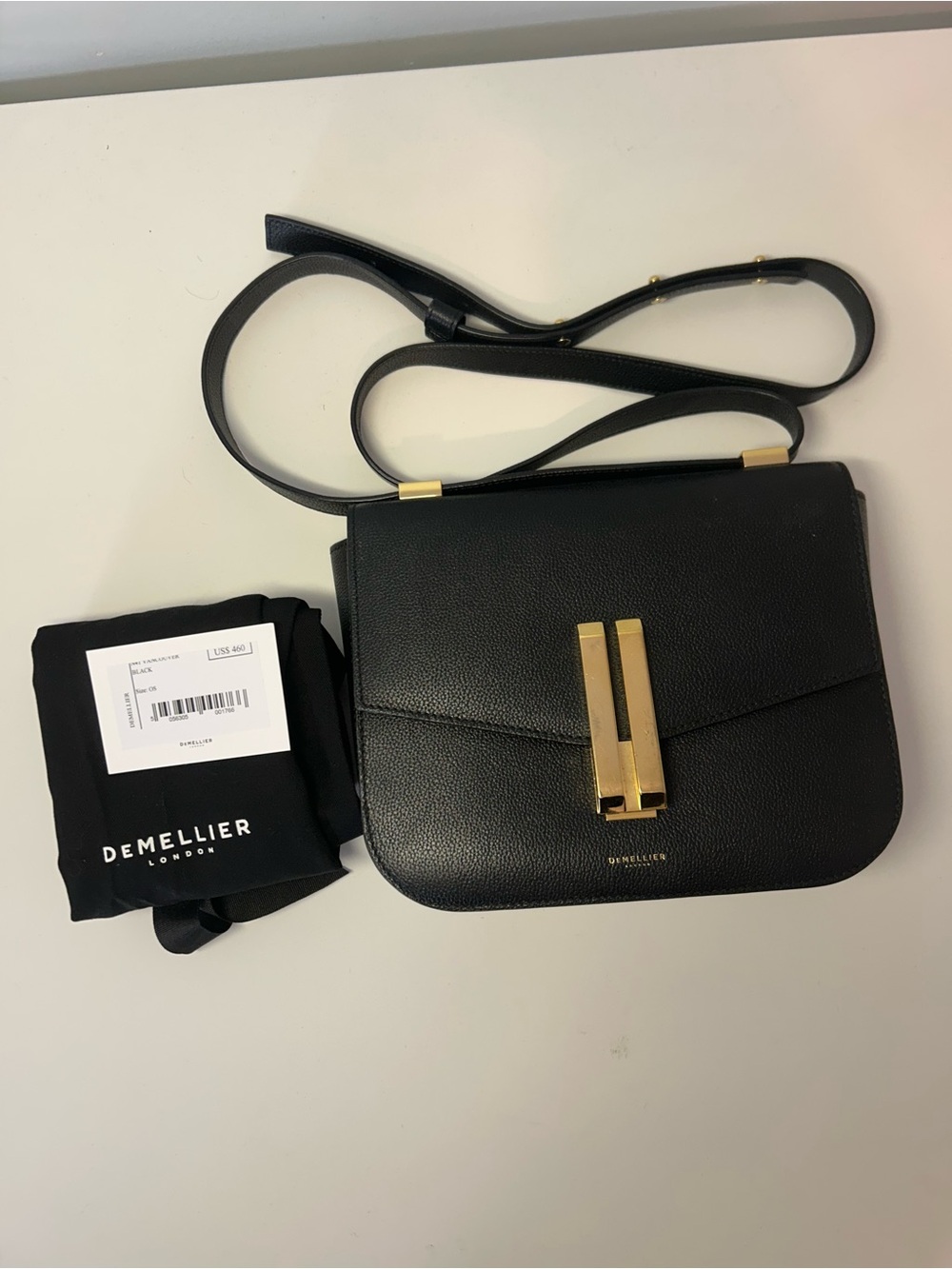 DeMellier Vancouver Black Leather Bag with Gold Hardware